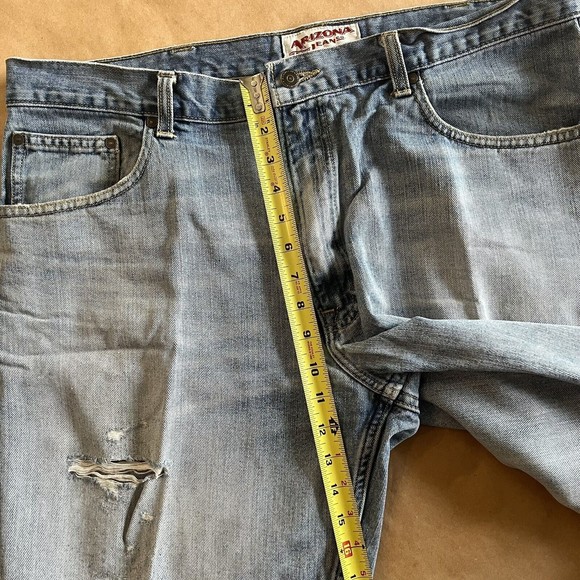 Arizona Brand Carpenter Jean Shorts Size 40 Faded Blue Denim Worn Distressed - Picture 9 of 10